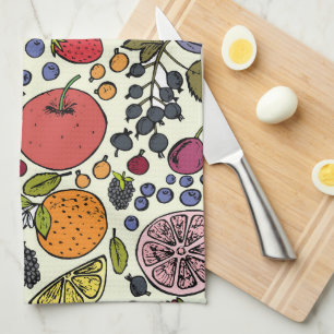 Colourful Fruit Illustration Tea Towel