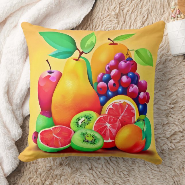 Colourful Fruit Medley Cushion (Blanket)