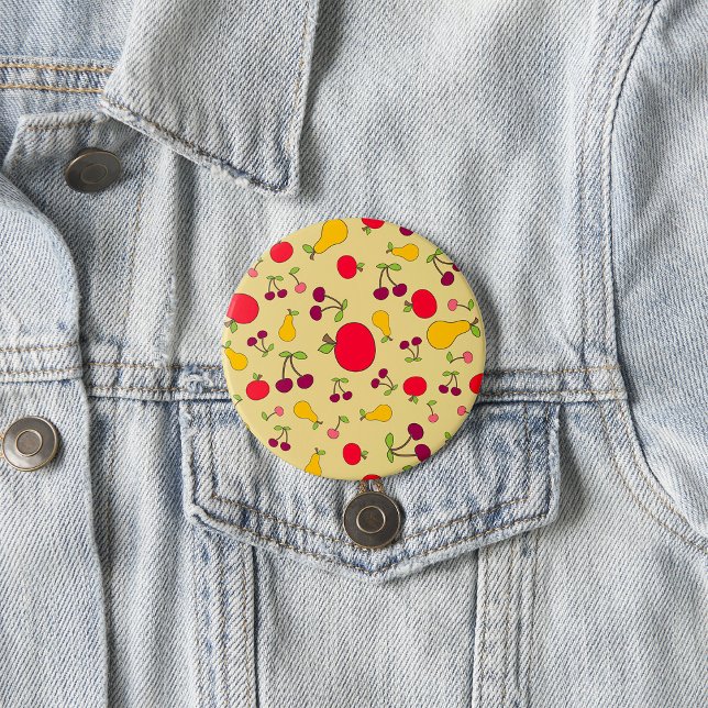 Colourful Fruit Pattern Apples Cherries and Pears  7.5 Cm Round Badge (Creator Uploaded)