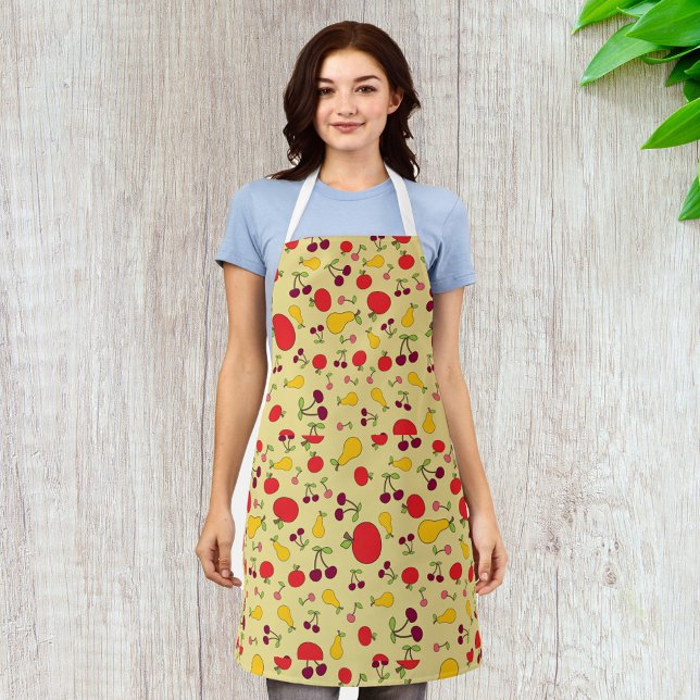 Colourful Fruit Pattern Apples Cherries and Pears  Apron (Creator Uploaded)