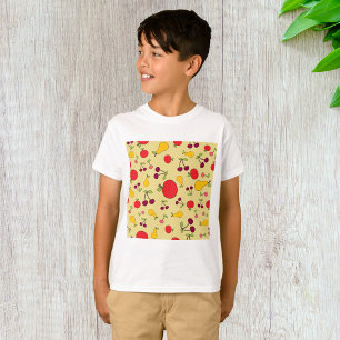Colourful Fruit Pattern Apples Cherries and Pears T-Shirt