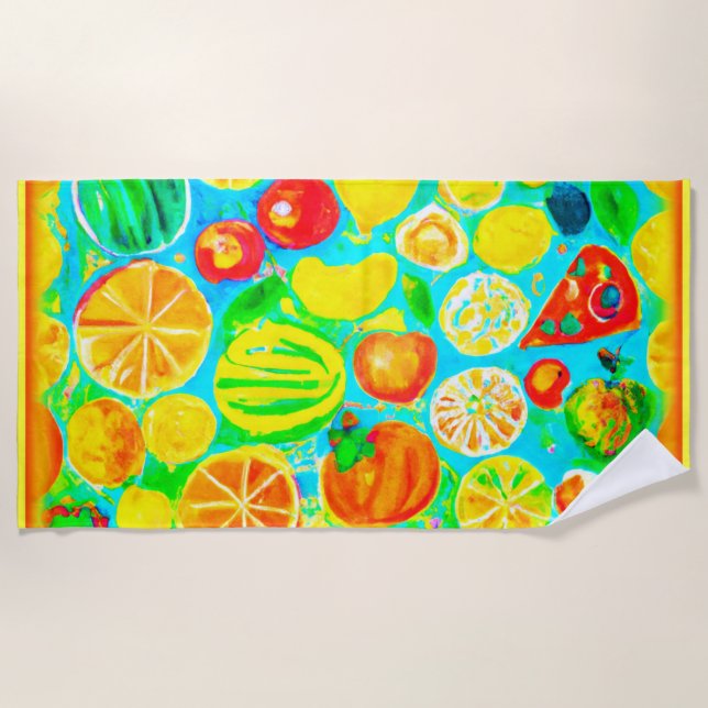 Colourful Fruit Pattern. Buy Now  Beach Towel (Front)