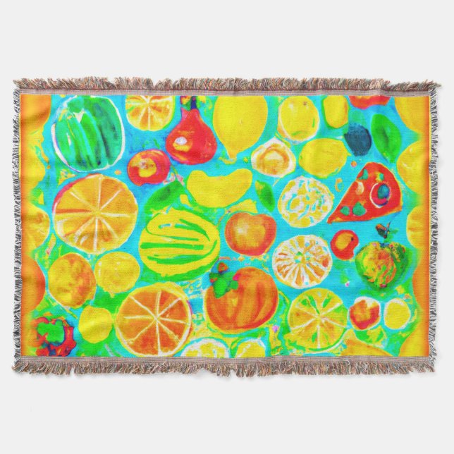 Colourful Fruit Pattern. Buy Now  Throw Blanket (Front)