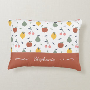 Colourful Fruit Pattern First Name Red Decorative Cushion