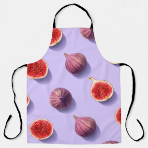 Colourful fruit pattern of fresh figs on purple pa apron