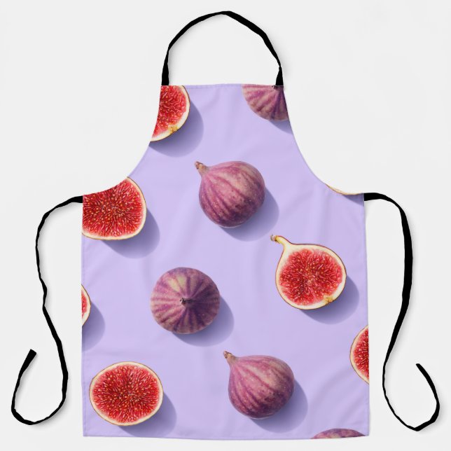 Colourful fruit pattern of fresh figs on purple pa apron (Front)