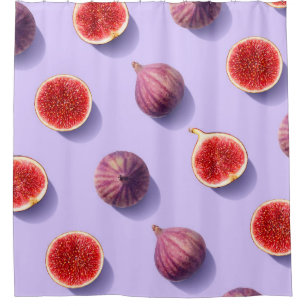 Colourful fruit pattern of fresh figs on purple pa shower curtain