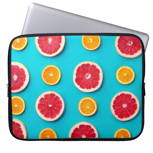 Colourful fruit pattern of fresh orange and grapef laptop sleeve (Front)