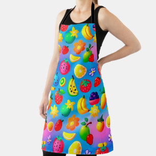 Colourful Fruit Pattern Vibrant Tropical Fruits Apron