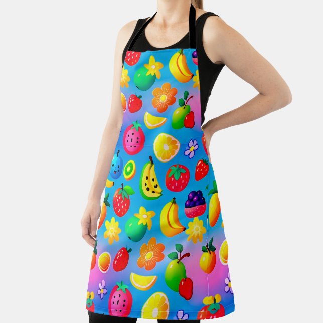 Colourful Fruit Pattern Vibrant Tropical Fruits Apron (Insitu)