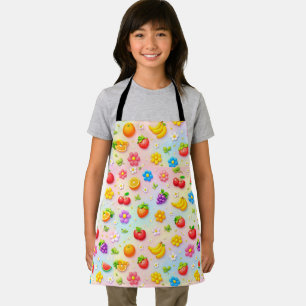 Colourful Fruit Pattern With Flowers and Fruits Apron