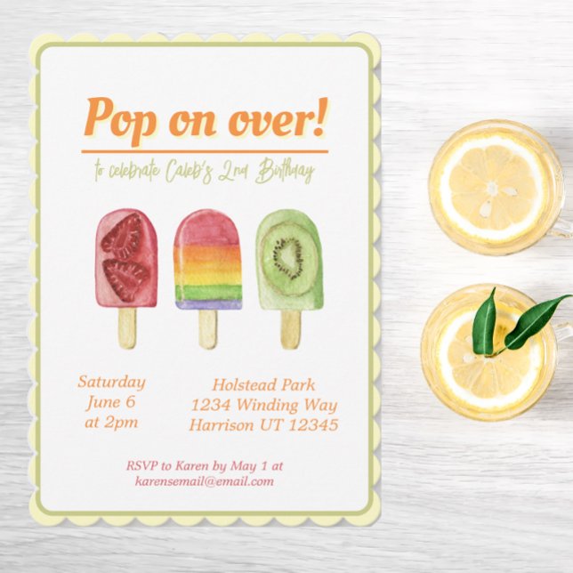Colourful Fruit Popsicle Summer Birthday Invitation (Creator Uploaded)