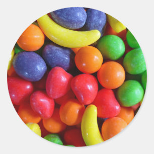 Colourful Fruit Shaped Candy Classic Round Sticker