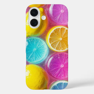 Colourful Fruit Slice Design with Glossy Texture iPhone 16 Case