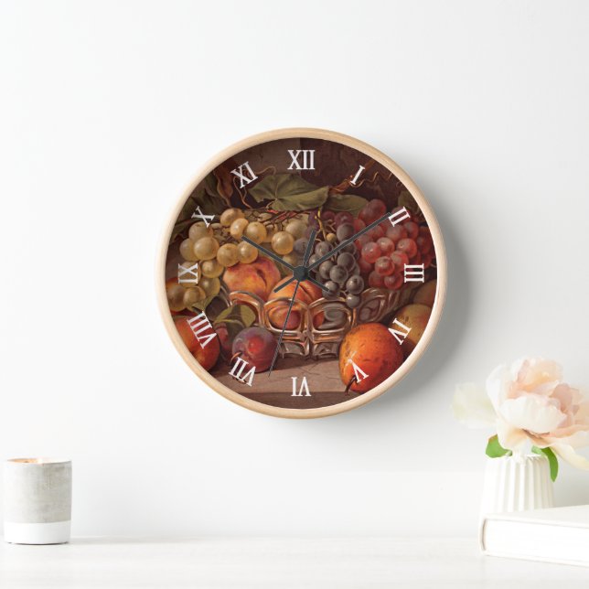 Colourful Fruit Still Life Fine Art Painting Clock (Home)