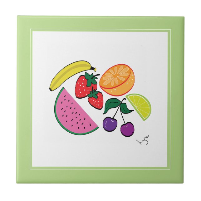 Colourful Fruit Summer, Cool, Fun Ceramic Tile (Front)