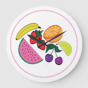 Colourful Fruit Summer, Cool, Fun Large Clock