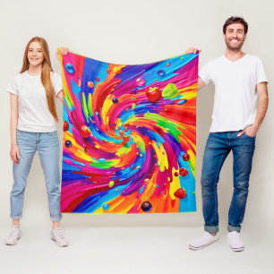 Colourful Fruit Vortex Fleece Blanket