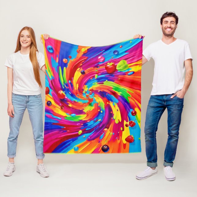 Colourful Fruit Vortex Fleece Blanket (In Situ)