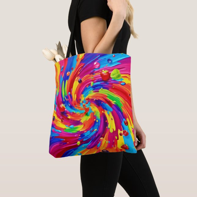 Colourful Fruit Vortex Tote Bag (Close Up)