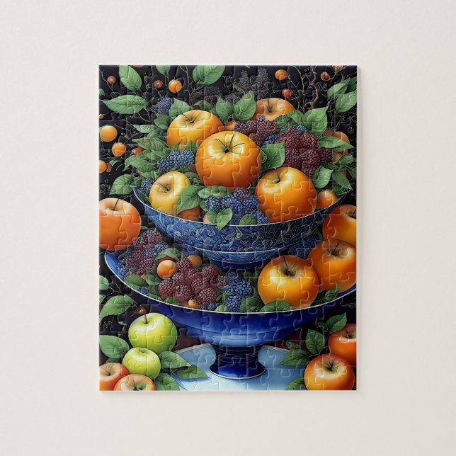 Colourful fruitbowl with apples and grapes jigsaw puzzle (Vertical)