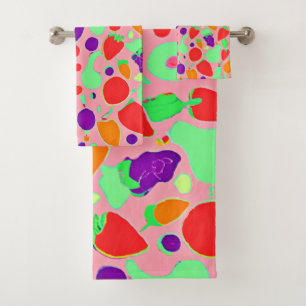 Colourful Fruitful Spectrum Pattern Bath Towel Set