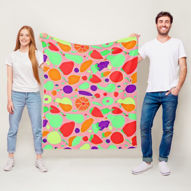 Colourful Fruitful Spectrum Pattern Fleece Blanket (In Situ)