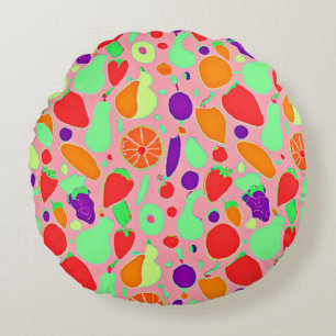 Colourful Fruitful Spectrum Pattern Round Cushion