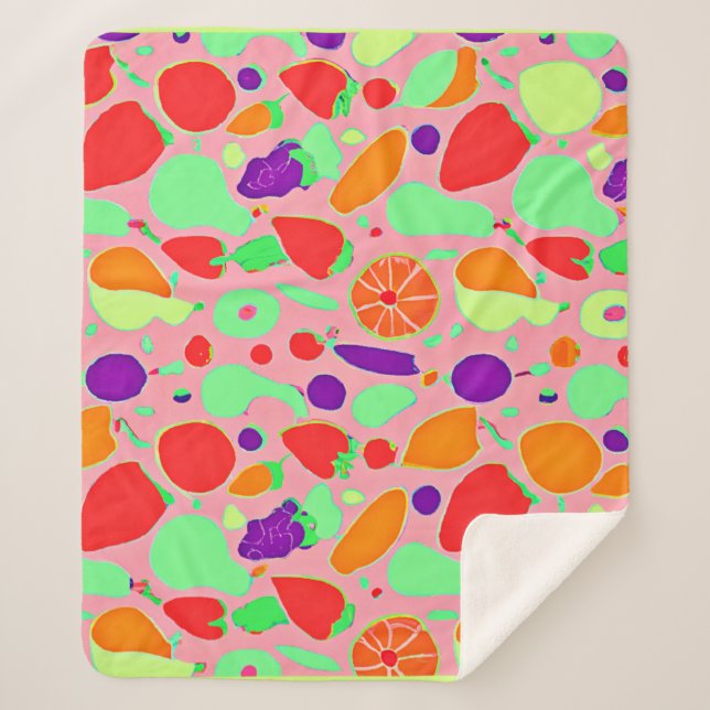 Colourful Fruitful Spectrum Pattern Sherpa Blanket (Front)