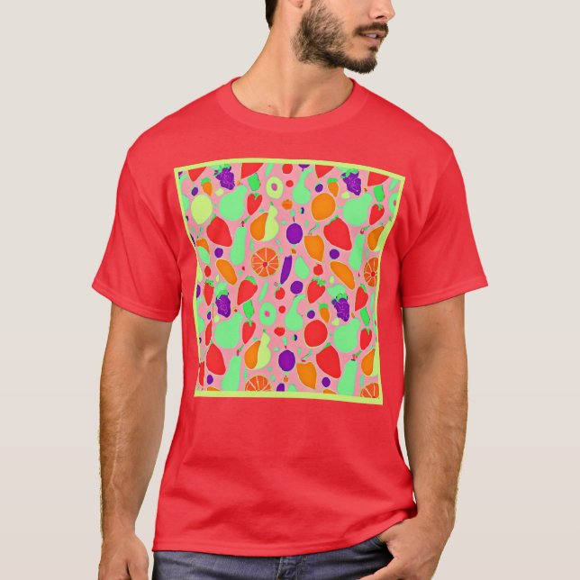 Colourful Fruitful Spectrum Pattern T-Shirt (Front)