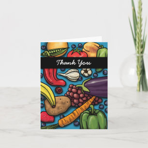 Colourful Fruits and Vegetables on Blue card