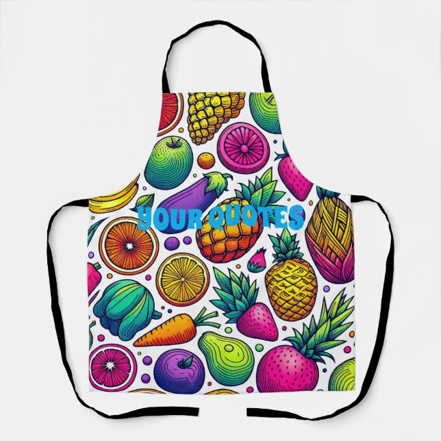 Colourful Fruits and Vegetables Pattern  Apron (Front)
