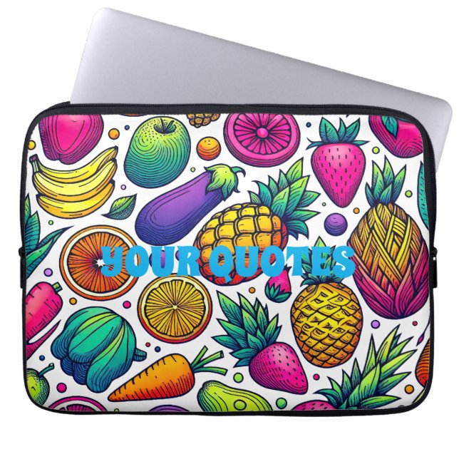 Colourful Fruits and Vegetables Pattern  Laptop Sleeve (Front)