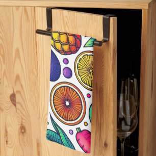 Colourful Fruits and Vegetables Pattern Tea Towel