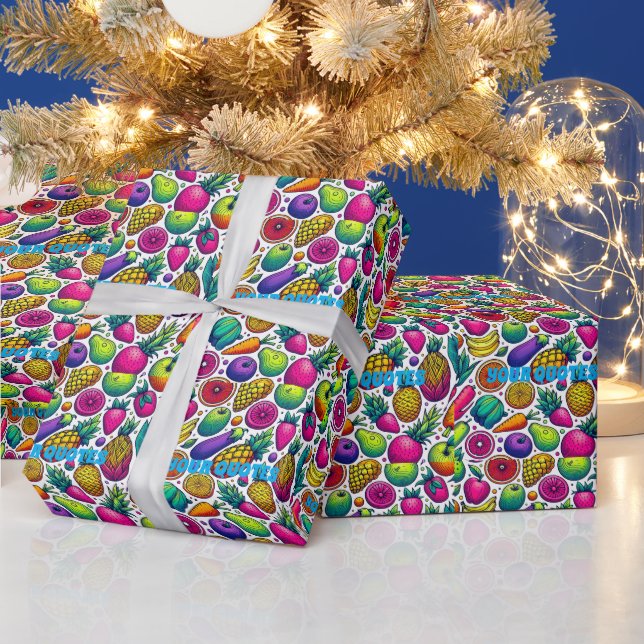 Colourful Fruits and Vegetables Pattern  Wrapping Paper (Holidays)