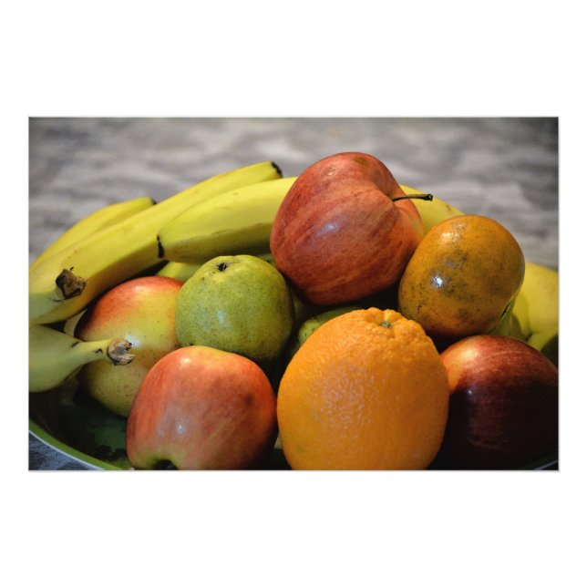 colourful fruits image print. apple, pear, orange. photo print (Front)