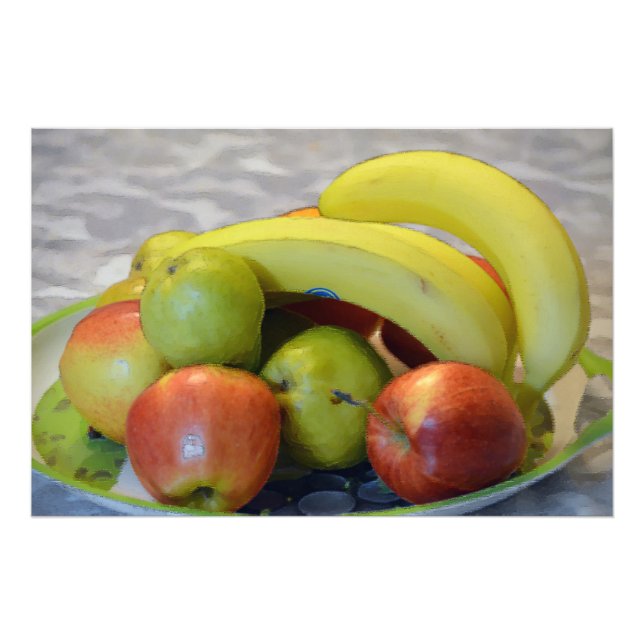 colourful fruits image print. Banana, apples, pear Photo Print (Front)