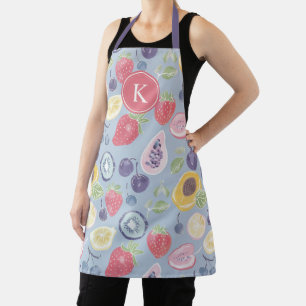 Colourful Fruits Monogram Spring Pattern Apron