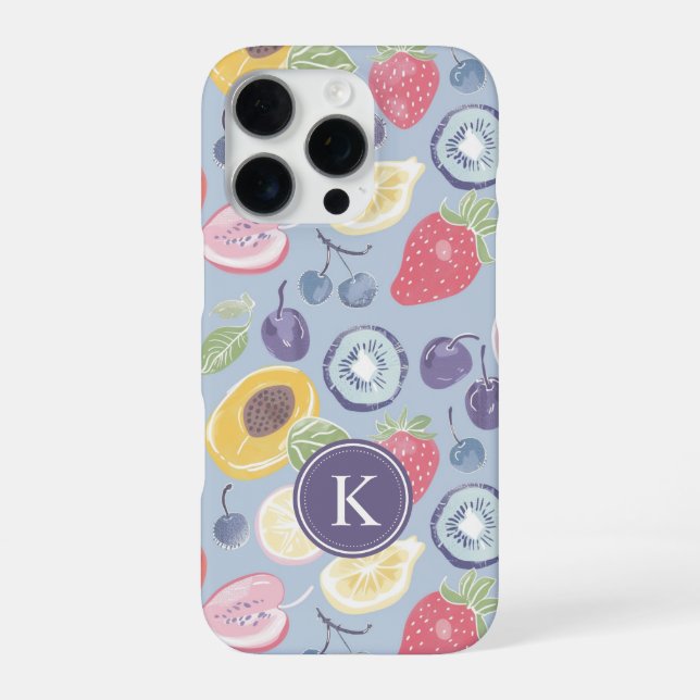 Colourful  Fruits  Monogram Spring Pattern iPhone Case (Back)