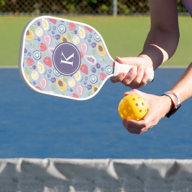 Colourful  Fruits  Monogram Spring Pattern Pickleball Paddle (Insitu)