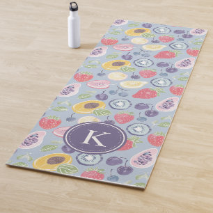 Colourful Fruits Monogram Spring Pattern Yoga Mat