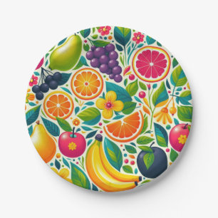Colourful fruits  paper plate