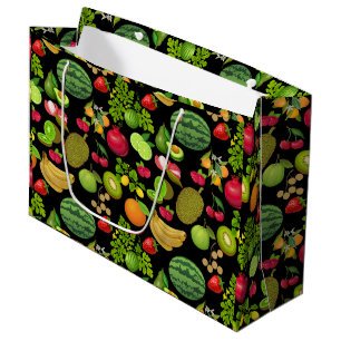 Colourful Fruits Pattern 01.b Black BG Large Gift Bag