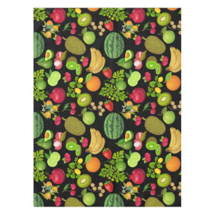 Colourful Fruits Pattern 01.b Black BG Tablecloth