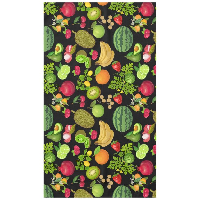 Colourful Fruits Pattern 01.b Black BG Tablecloth (Front)
