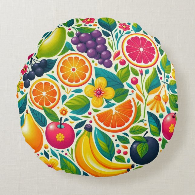 Colourful fruits  round cushion (Front)
