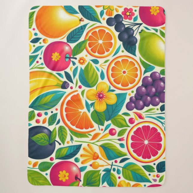 Colourful fruits  sherpa blanket (Front)