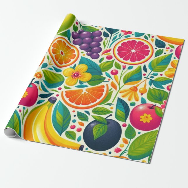 Colourful fruits  wrapping paper (Unrolled)