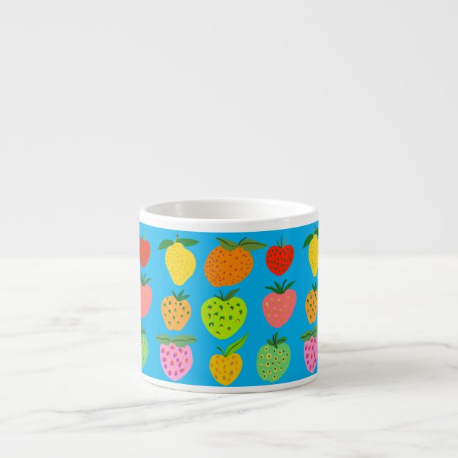 Colourful fruity pattern bone china mug (Front)