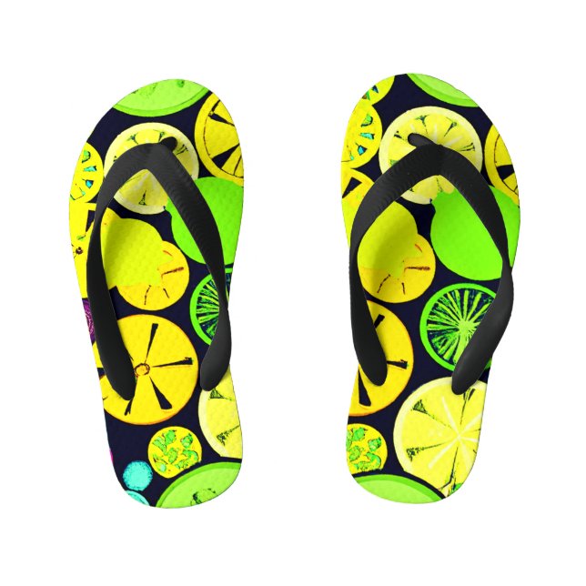 Colourful Fruity Vibrance Pattern Kid's Thongs (Footbed)